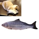 Coolfm Catnip Toys Simulation Plush salmon Fish Shape Doll Interactive Pets Pillow Chew Bite Supplies for Cat/Kitty/Kitten Fish Flop Cat Toy Catnip Crinkle Toys (7in)