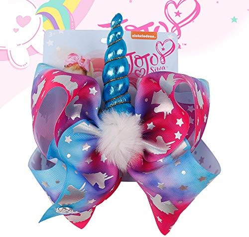 7 Inch Unicorn Hair Bow Pompom Rainbow Hair Bow Alligator Clip Leather Horn Bow Handmade Hair Accessories Gift
