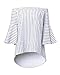 StyleDome Womens Off The Shoulder Tops Stripe Summer 3/4 Bell Sleeve Casual Sexy Blouses BlackM