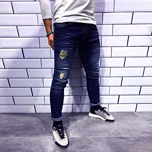 Caopixx Men Casual Trouser Biker Ripped Skinny Jeans Frayed Slim Fit Denim Pants Mens Shorts - Thumbnail 2