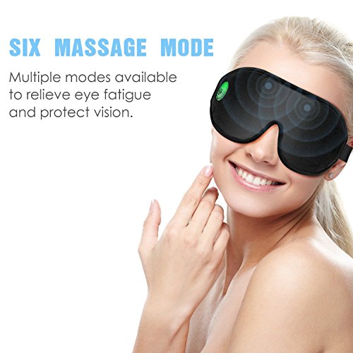 AGPTEK Wireless Eye Massager with 6 Vibration Modes, Eye Mask to Relieve Eye Stress,Ultra Soft 3D Contoured Eye Mask for Eye Fatigue Relief Vision Care, Black - Thumbnail 2