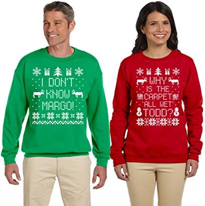 Todd and Margo Couples Couples Sweatshirts Ugly Sweater Why is The Carpet All Wet Shirt