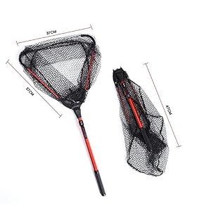 80cm En Alliage D’aluminium Unique Section Durable Triangle Pliant épuisette Pêche à La Mouche Dip Manuel Filet De Pêche…