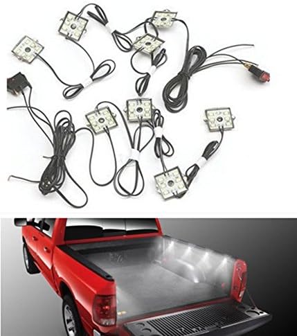 AUTOXON Waterproof Truck Bed White Led Rail Light Kit 48 Super Bright Led Universal Lighting Kit For Pickup Truck And More(8 pods)