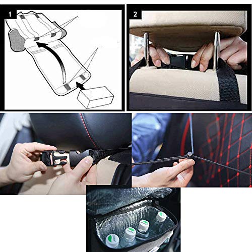 Westspark Car Seat Back Heat Insulation Organizer, Auto Back Seat Hanging Cooler Bag Travel Storage Multi- Pocket Heat-Preservation Insulated Wrap Bottle Bag with Mesh Pockets - Thumbnail 5