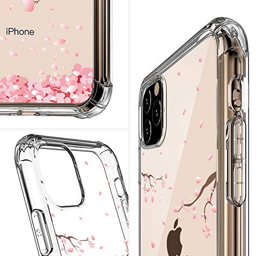 Halnziye Compatible with iPhone 11 Cases - Flexible Slim Clear Silicone Cover Cases for iPhone 11 6.1 Inch 2019 (Cherry Blossoms)