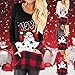Franterd Christmas Plus Size Tops Women Christmas Plaid Splice Hem Santa Claus Pullover Sports Blouse for Jeans Legging