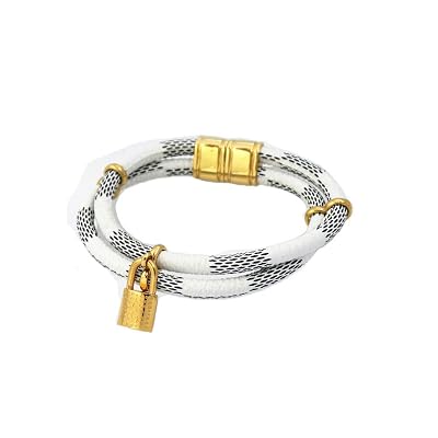 Baoli Womens Titanium Steel 2 Layer Leather Lock Gold Bracelet White