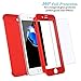 iPhone 7 Plus Case, Coocolor 360 Degree All-Around Ultra Thin Full Body Coverage Protection Dual Layer Hard Slim Case + Tempered Glass Screen Protector for iPhone 7 Plus-Red