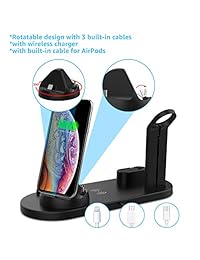 Yestan - Base de carga inalámbrica 4 en 1 compatible con Apple Watch y Airpods Estación de carga Qi Fast Wireless Charging Stand Compatible iPhone X XS XR Xs Max 8 8 Plus Rose Gold