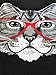 Ann Arbor T-shirt Co. Red Linda Glasses Cat | Sassy Funny Kitty Belcher Cute V-Neck T-Shirt for Women-(Vneck,L)
