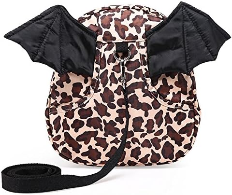 Amint Demon Wings Design Toddler Daypack Bag Leash Harness Backpack Leopard