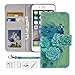 iPhone 8 Plus / 7 Plus Wallet Case,MagicSky Premium PU Leather Flip Folio Case Cover with Wrist Strap,Card Holder,Cash Pocket,Kickstand for Apple iPhone 8 Plus/iPhone 7 Plus,Green Peacock