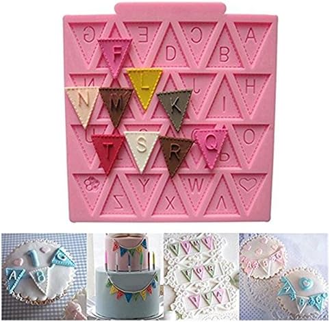 Happy little sheep Cute Alphabet Letter Silicone Triangle Flag Cake Mould for Decorating Chocolate Cake