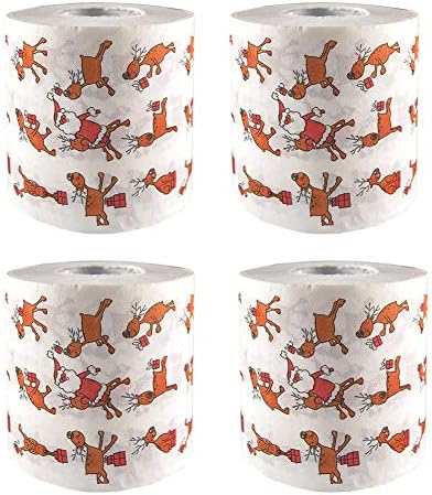 4PCS Christmas Roll Paper Christmas Pattern Paper Towel Christmas Toilet Paper Suitable For Families, Cafes, Shops, Restaurants, Etc, 250cm.