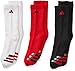 adidas Youth Kids-Boy's/Girl's Cushioned Crew Sock (3-Pair), Power Red/Black White/Power Red Black/Power Red, Medium, (Shoe Size 13C-4Y)