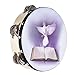 ammoon Double Row Jingle Tambourine Handbell Clap Drum Percussion Instrument with Dove & Bible Pattern for Church (8 inch)