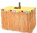 2PCS Luau Hawaiian Grass Table Skirt Decorations - Hula Hibiscus Tropical Birthday Summer Pool Party Supplies