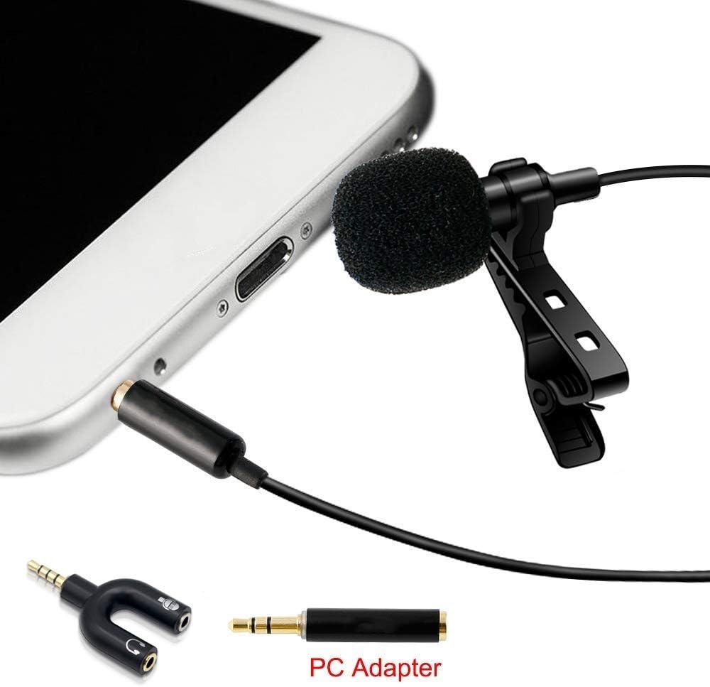Professional Grade Lavalier Lapel Microphone ­ Omnidirectional Mic with Easy Clip On System ­ Perfect for Recording Youtube/Interview/Video Conference/Podcast/Voice Dictation/Studio