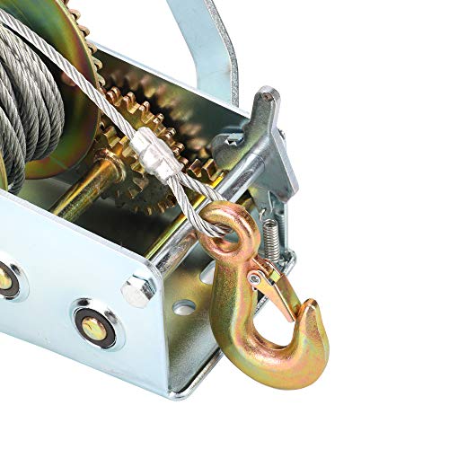 tonchean 2500lbs Capacity Boat Hand Winch, Heavy Duty Hand Crank Winch with 10m (32ft) Steel Wire Manual Trailer Winch Adjustable Crank Strap Gear Winch for ATV Boat Trailer Truck - Image 7