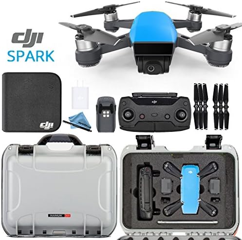 DJI Spark + Custom Nanuk Waterproof Travel Case - Sky Blue - Silver Case