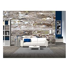 Brown and Green Abstract Art Painting - Removable Wall Mural | Self-Adhesive Large Wallpaper - 66x96 inches