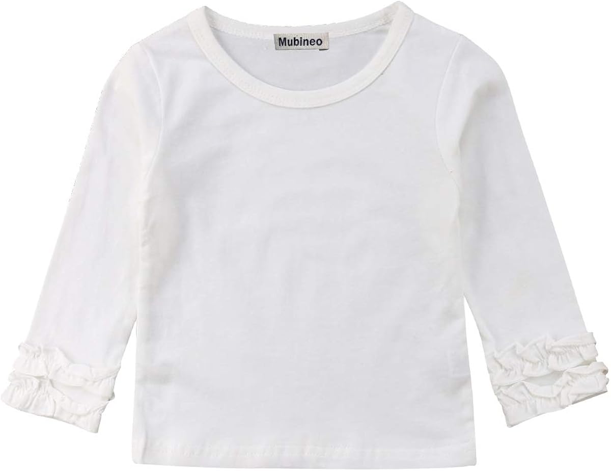 Toddler Baby Girl Basic Plain Ruffle Cuff Long Sleeve Cotton T Shirts Tee Tops: Clothing