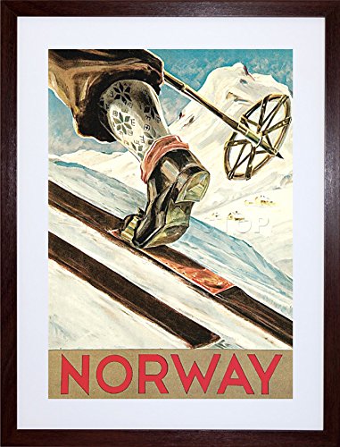 9x7 '' SPORTS NORWAY SKI SKIING SKIIER SNOW COLD FRAMED ART PRINT F97X1490