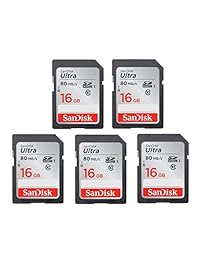 5 x Genuine SanDisk Ultra 16 GB tarjeta de memoria flash SDHC de clase 10 hasta 80 MB s tarjeta de memoria (sdsdunc 016g gn6in) W funda para tarjeta de memoria (5pcs)