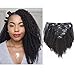 Afro Kinky Curly Clip in Human Remy Hair Extensions Brazilian Curly Clips Hair Extensions 4B 4C 8A Virgin Thick Natural Black Color Clip on For Black Women 10-22 inch (14 inch, AC #1B)