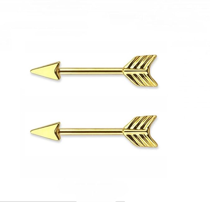 Nippel-Ring hyidealism Bars Gold Pfeil Form Body Piercing Schmuck Paar 14 G Verkauft als Paar