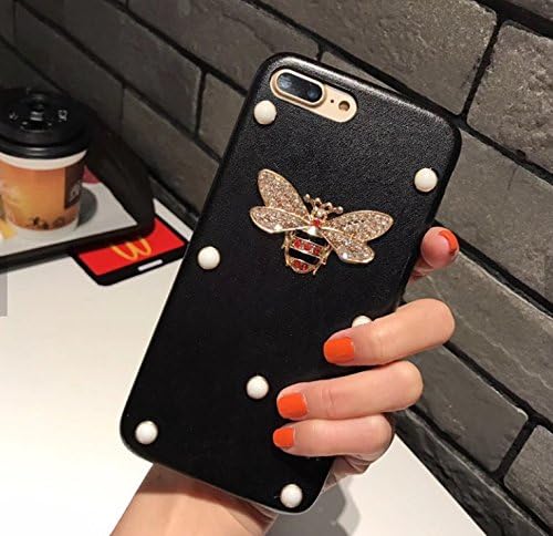 iPhone 6 Plus, 6S Plus, 7 Plus, 8 Plus Case. Luxury Soft Diamond/Rhinestone Bee Design Black