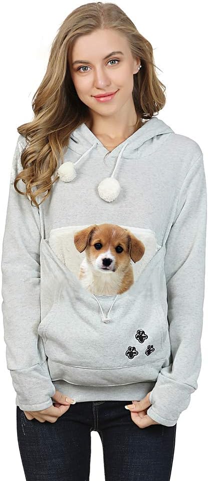 Womens Pet Carrier Shirts Kitten Puppy Holder Animal Pouch Hood Sweatshirt