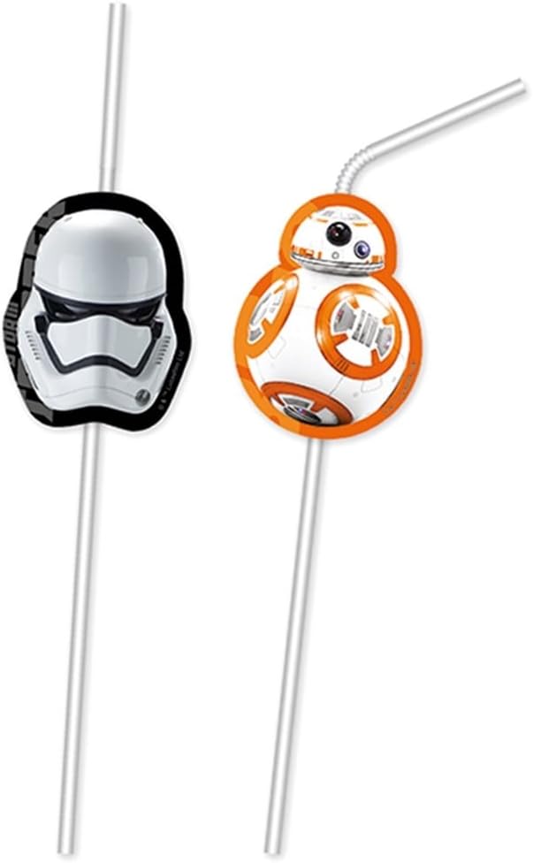 6 Drinking Straws STAR WARS VII for Children's Birthday and themed Party Set Straw Drinking Straws Children Way Birthday Motto The Force Awakens Lucasfilm Darth Vader Yoda War The Stars Disney Episode Clone trooper