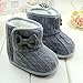 DZT1968 Baby Girl Soft Anti Slip Sole Knit Cotton Bowknot Shoes Snow Boots Socks (12~18 Months, Gray)