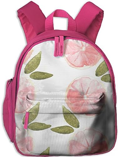 Kids Children Backpack Pink Grapefruit Fruit Lightweight Oxford Waterproof School Book Bag Double Zipper Closure