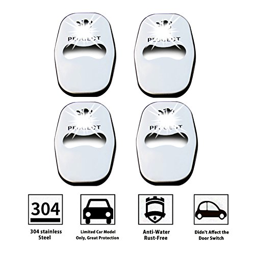 LFOTPP Stainless Steel Car Door Lock Cover Protective Case Stickers for 208 308 508 5008 GT (Sliver)