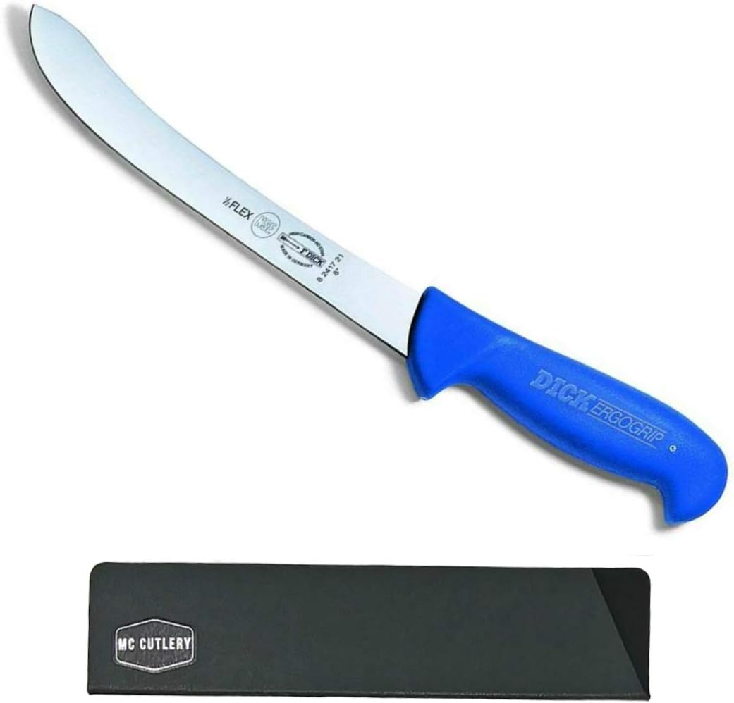 F. Dick Ergogrip 8 Inch Semi-Flex Fish Fillet Knife - Mad Cow Cutlery Exclusive - Knife and Blade Guard - High Carbon Stainless - Knife Made in Germany