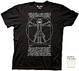 Rick and Morty Glow In The Dark Vitruvian Rick T-shirt - Black, X Large