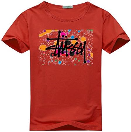 Stussy Logo For Men's Printed Short Sleeve Tee Tshirt Large Red