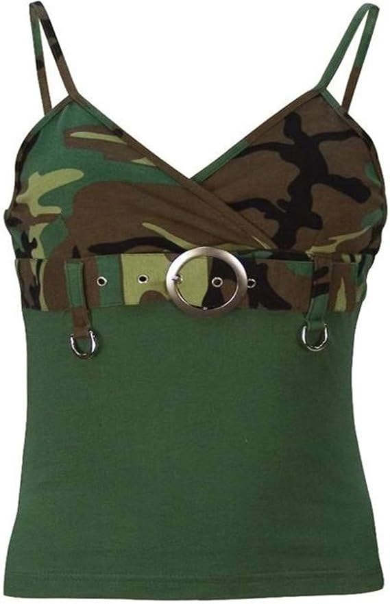 Amazon.com: Women's Camouflage Spaghetti Strap Tank Top (Olive Drab): Clothing