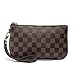 Checkered Zip Wristlet Wallet for women Leather RFID Blocking Purse (Brown)