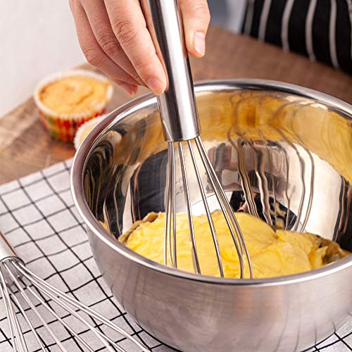 Set of 2 Stainless Steel Whisk 8 Inches and 10 Inches,Kitchen Balloon Hand Stainless Whisk Set for Blending Whisking Beating Stirring by Ouddy,Push Whisk,Egg Whisk - Thumbnail 3