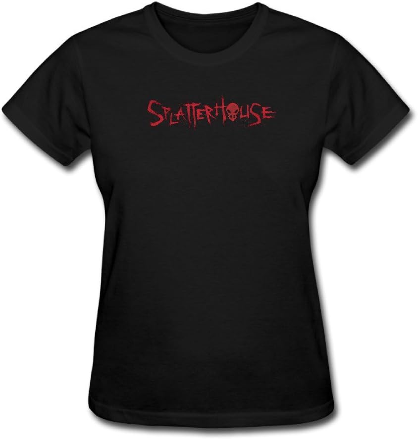HAOJIA Women's Splatterhouse Game Logo T-shirt XS Black