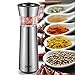 Deik Electric Pepper Grinder, Salt Pepper Mill, Gravity Battery Powered Salt Grinder with Adjustable Ceramic Coarseness, Electronic Black Pepper Mill, Sliver