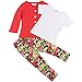 Jastore 3Pcs Baby Girls Flower Clothing Sets Coat+Shirt+Floral Pants (5T) Red