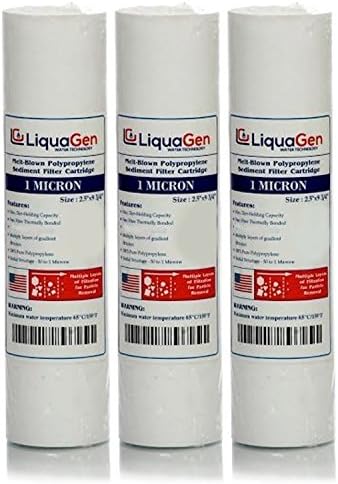 Pack of 3 - Sediment Filters for Reverse Osmosis Water Systems : 1 MICRON : Puroflo | Size : 10" Standard