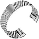 Fitbit Charge 2 Bands,Fitbit Bands Milanese Loop Stainless Steel Metal Replacement Bracelet Strap, Wristbands Accessories for Charge 2 with Stronger Magnetic Clasp