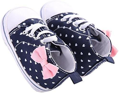 WAZZIT Infant Canvas Soft Sole Anti-Slip Prewalker Toddler Crib Shoes Love Print Sneaker (White Size 12)
