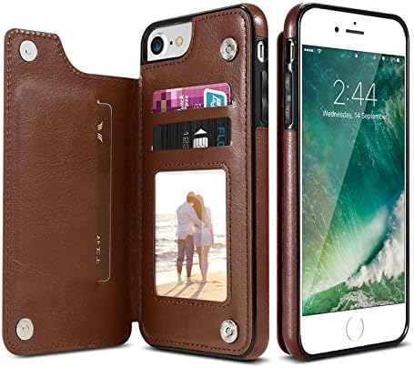 Pnizun - Retro PU Leather Case For iPhone X 6 6s 7 8 Plus XS 5S SE Multi Card Holders Phone Cases For iPhone XS Max XR 10 Cover